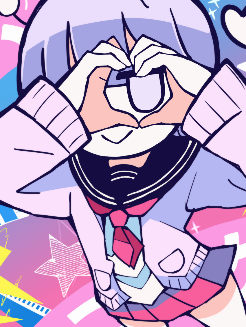1girl, andromedako, antennae, bangs, blunt_bangs, cardigan, discommunication_alien, dress_shirt