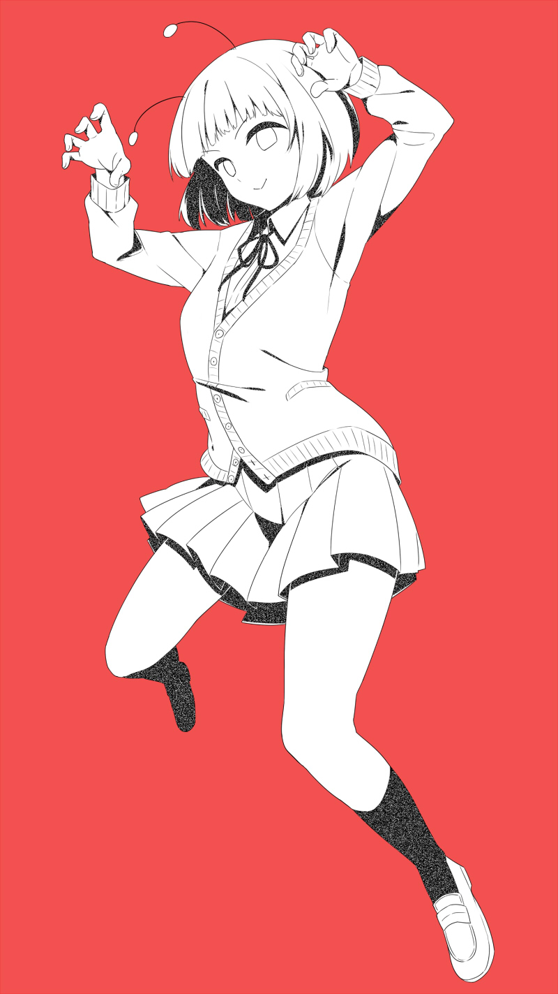 alien_alien_(vocaloid), andromedako, antenna_hair, bangs, blunt_bangs, bob_cut, buttons, cardigan