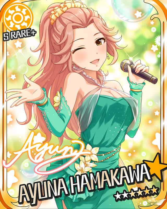 blush, brown_eyes, character_name, dress, hamakawa_ayuna, idolmaster, idolmaster_cinderella_girls, long_hair