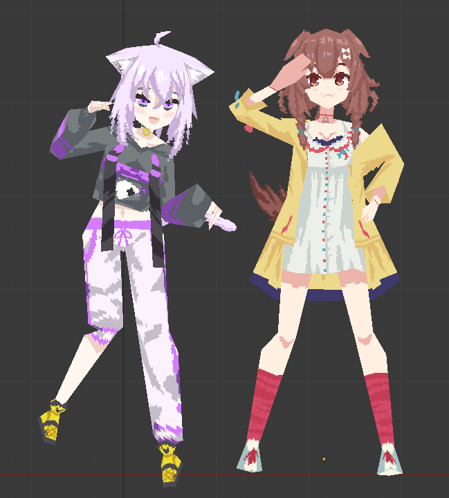 2girls, 3d, :3, animal_ears, animal_hands, animated, black_hoodie, breasts