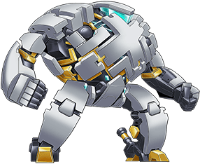 arhan_(rakuen_tsuihou), chibi, clenched_hands, looking_ahead, lowres, mecha, no_humans, official_art
