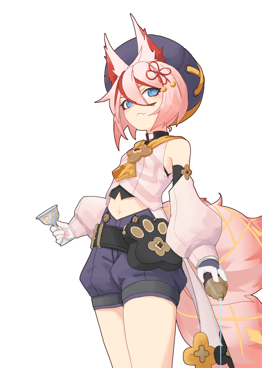 1girl, absurdres, animal_ears, bangs, bare_shoulders, beret, blue_eyes, borlomi_(zbw5142332)