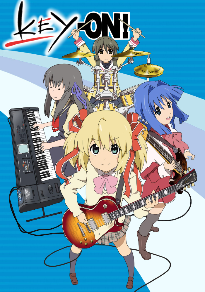 bass_guitar, cagayake!_girls_pose, clannad, company_connection, drum, guitar, ibuki_fuuko, instrument