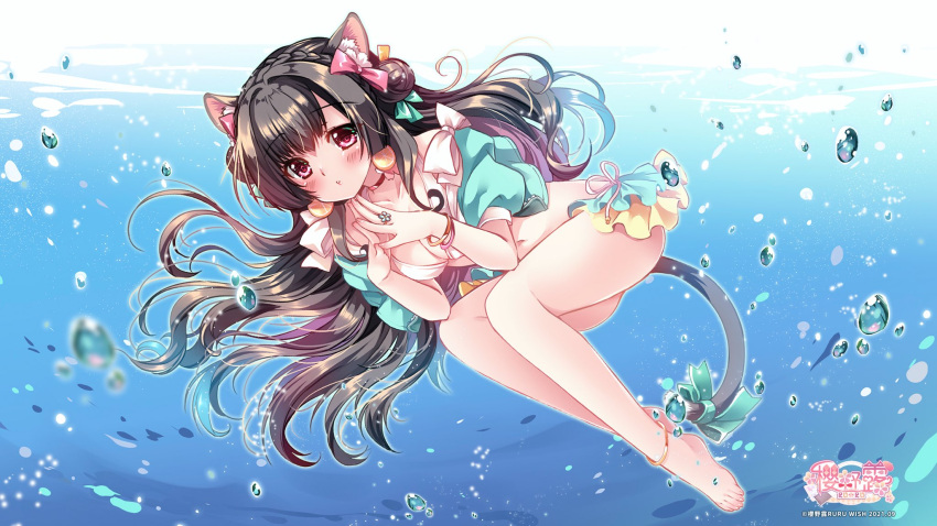 1girl, bangs, black_hair, breasts, eyebrows_visible_through_hair, full_body, hair_ribbon, highres