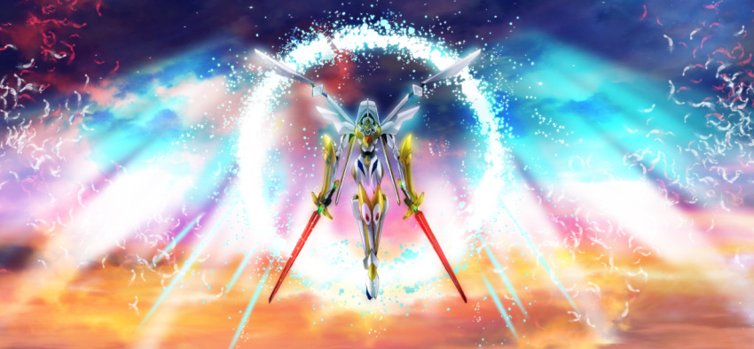 cloud, code_geass, feathers, flying, lancelot, mecha, sky, subuta