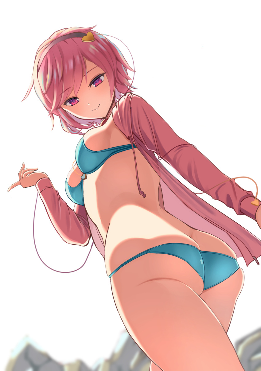 1girl, alternate_costume, amisu, ass, bangs, bikini, breasts, butt_crack