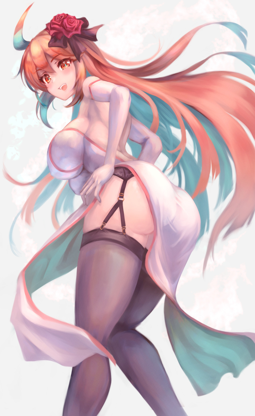 absurdres, ass, breasts, china_dress, chinese_clothes, colored_inner_hair, denchi_more_power, dress