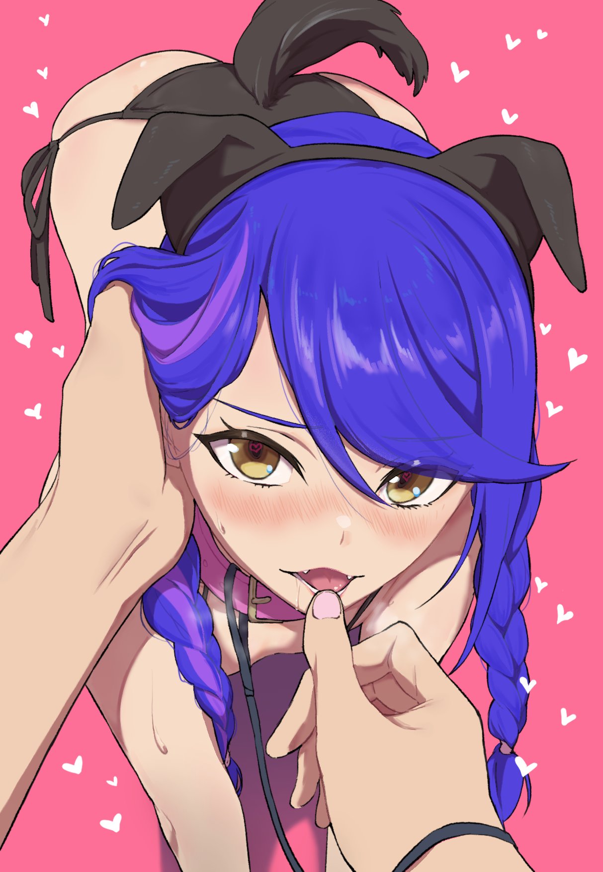 1boy, 1girl, aikatsu!_(series), aikatsu_stars!, all_fours, animal_ears, bangs, belt_collar