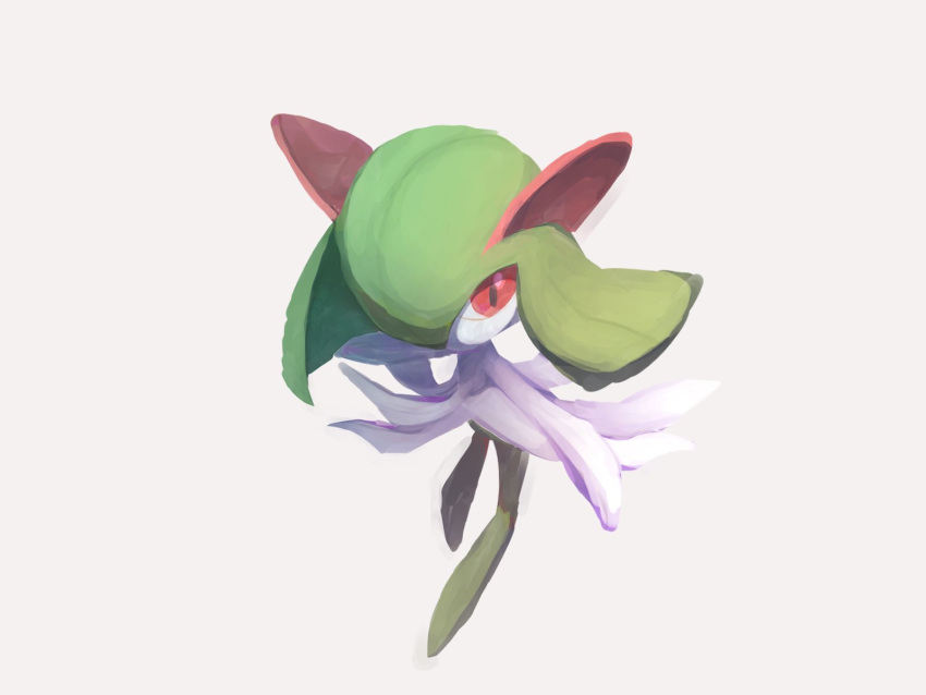 colored_skin, full_body, gen_3_pokemon, green_hair, highres, kirlia, looking_to_the_side, no_humans