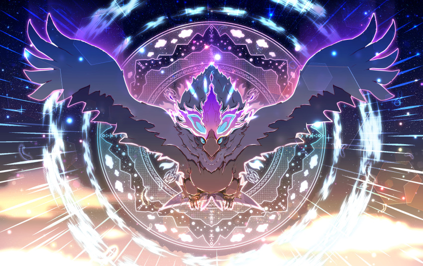 absurdres, bird, blue_eyes, commentary_request, full_body, glowing, highres, hisuian_braviary