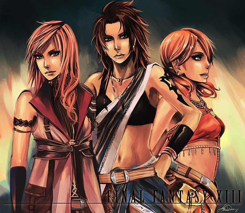 blue_eyes, final_fantasy, final_fantasy_xiii, green_eyes, lightning_farron, lips, long_hair, midriff