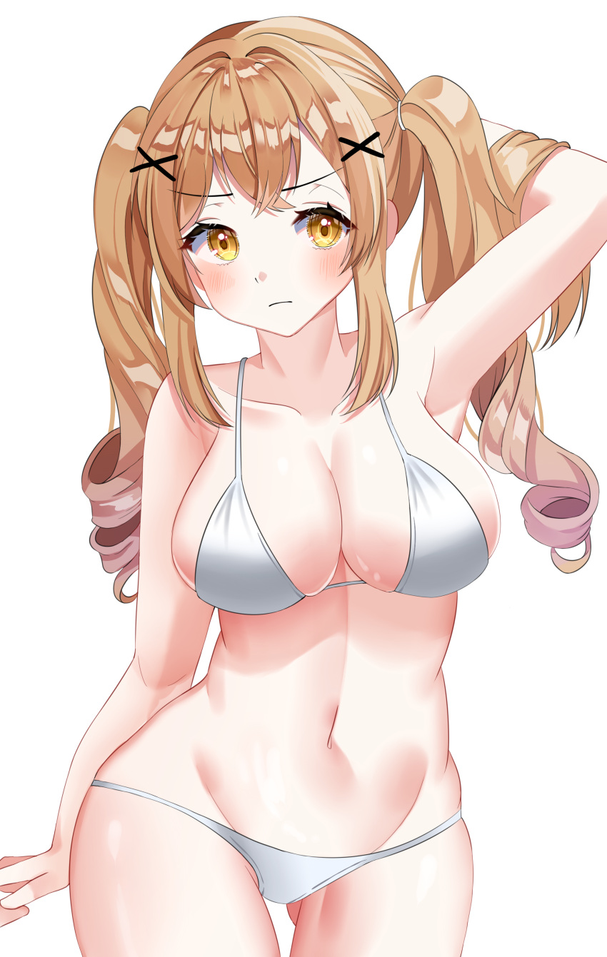 1girl, absurdres, arm_behind_head, armpits, ass_visible_through_thighs, bang_dream!, bare_shoulders, bikini