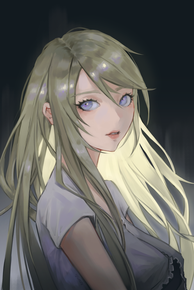 1girl, bangs, blonde_hair, blue_eyes, final_fantasy, final_fantasy_xv, from_side, gradient