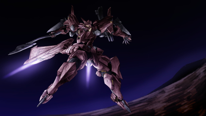 black_background, ef-2000_typhoon_(muvluv), flying, highres, holding, holding_sword, holding_weapon, kawasemi_alter