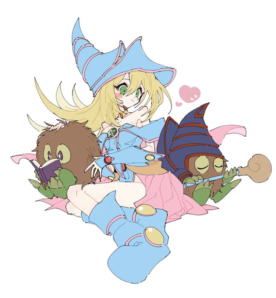 1girl, azu_kichi, bare_shoulders, blonde_hair, blue_footwear, blush_stickers, book, boots