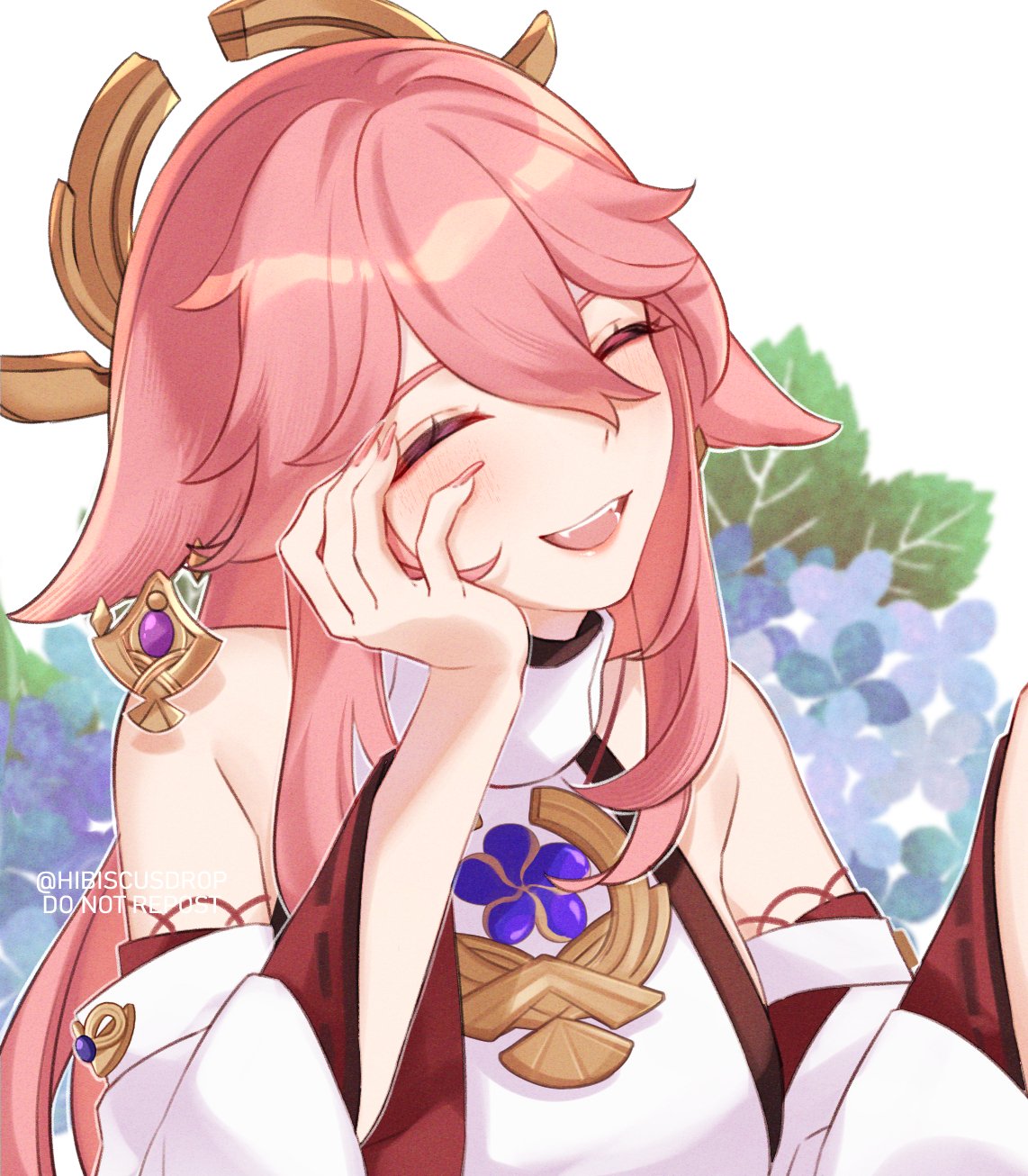 animal_ears, flower, fox_ears, genshin_impact, highres, japanese_clothes, mask, mask_on_head