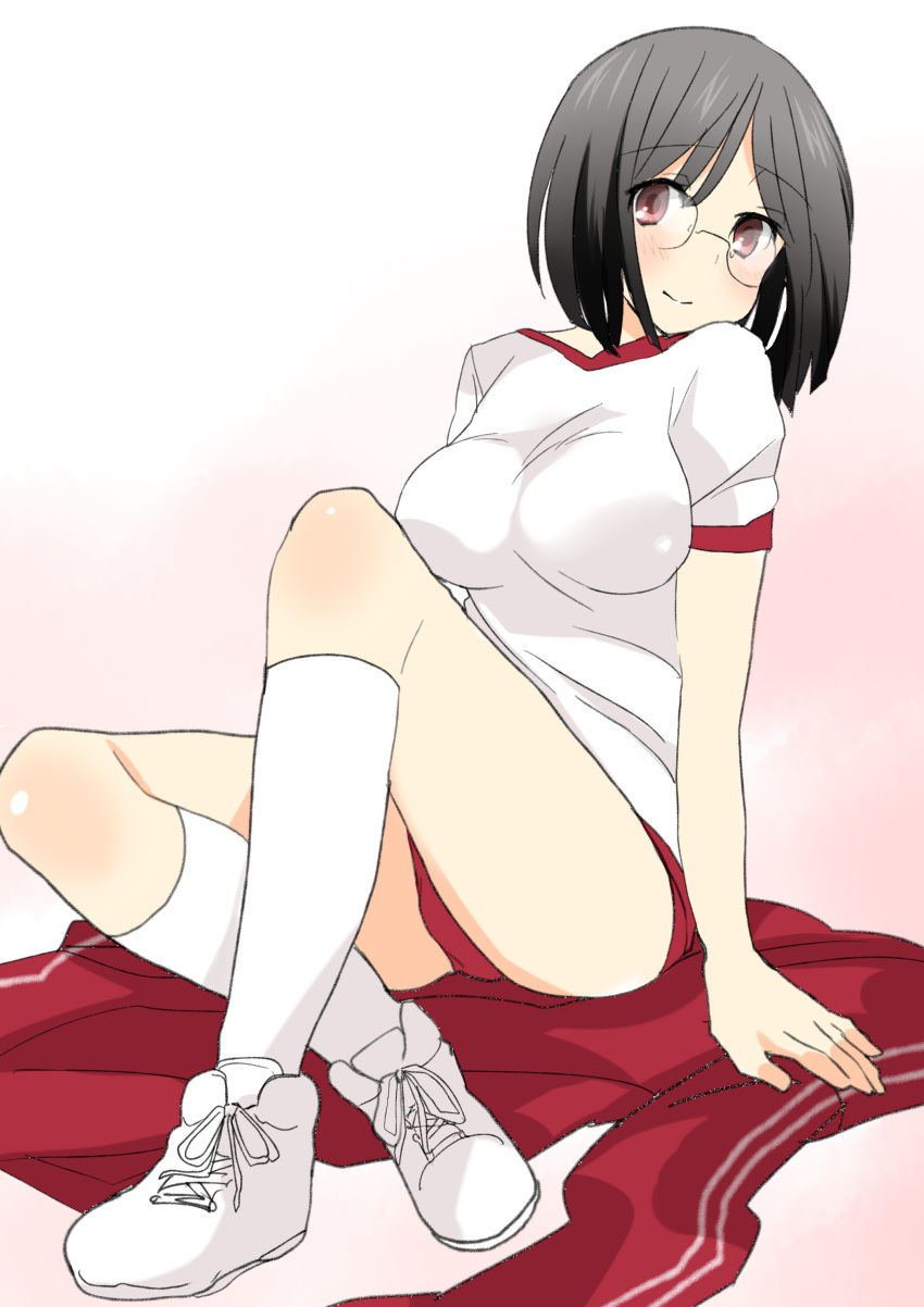 bad_id, black_hair, bob_cut, breasts, buruma, chiha, durarara!!, glasses