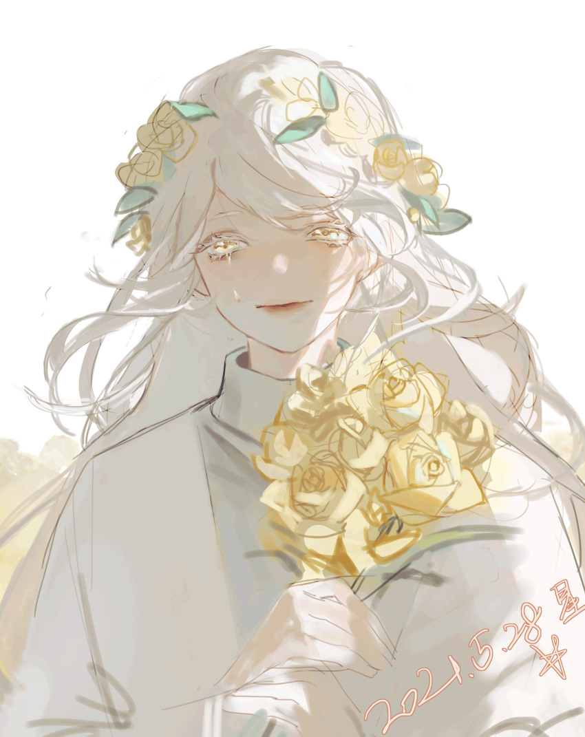 crying, daydream_forester, flower, highres, long_hair, red_lips, shisisongdelaogong, sky:_children_of_the_light