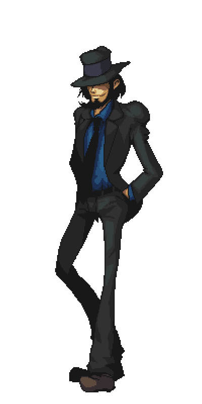 1boy, bangs, black_hair, black_headwear, black_jacket, black_neckwear, blue_shirt, brown_footwear