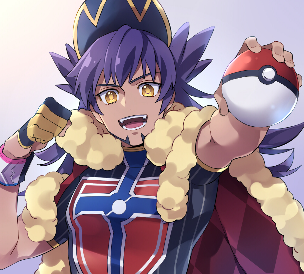 1boy, :d, argyle, baseball_cap, black_headwear, cape, champion_uniform, clenched_hand