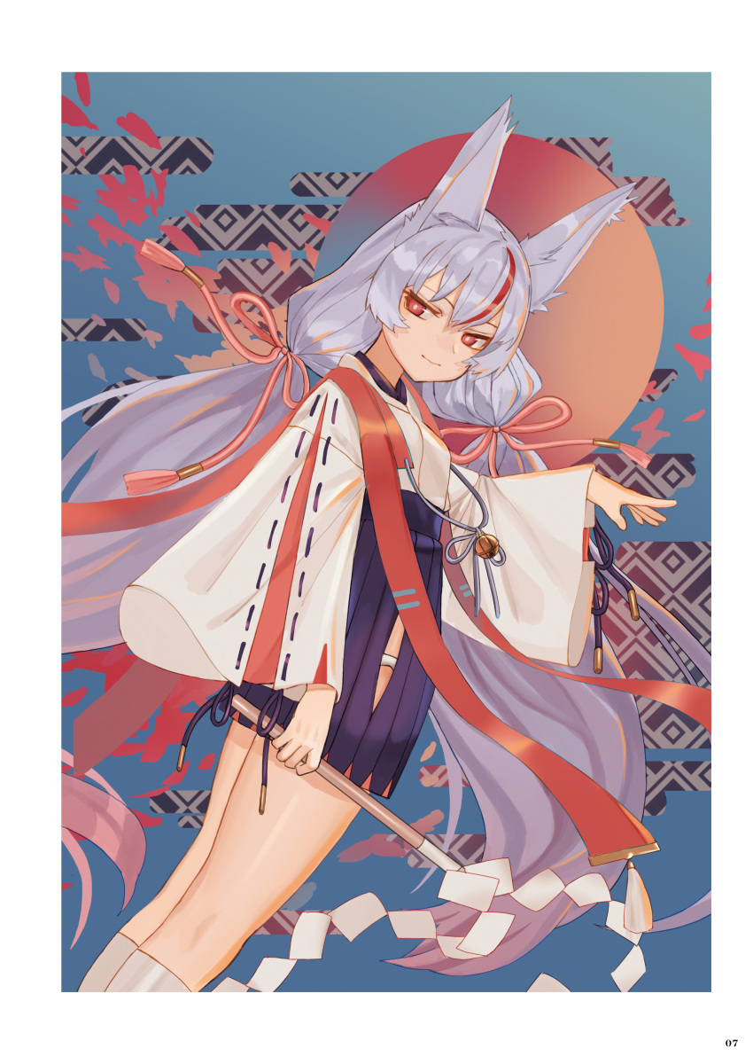 1girl, absurdres, animal_ears, azur_lane, border, closed_mouth, dutch_angle, feet_out_of_frame