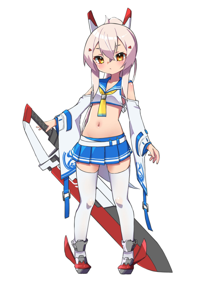 1girl, ascot, ayanami_(azur_lane), azur_lane, bangs, belt, blue_skirt, collarbone