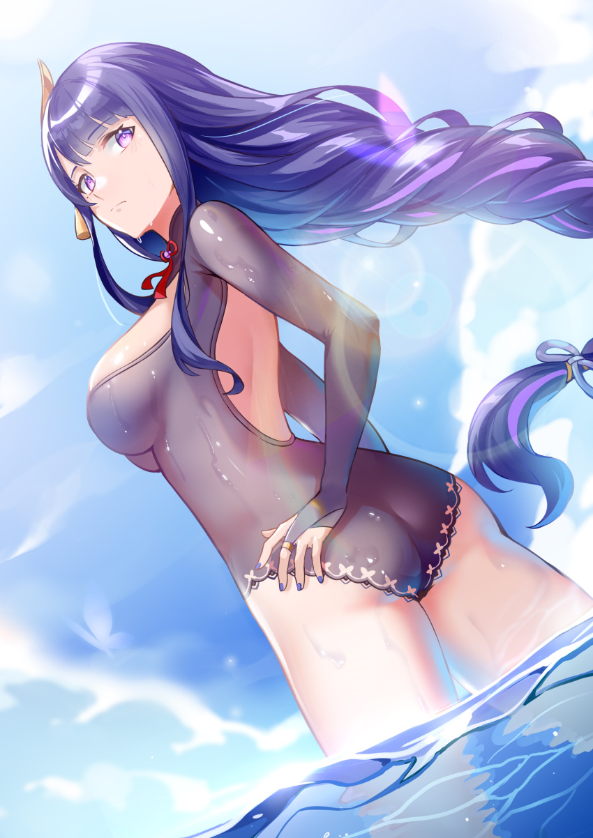 1girl, 2r-_(pixiv8168114), absurdres, bangs, braid, bridal_gauntlets, closed_mouth, clouds