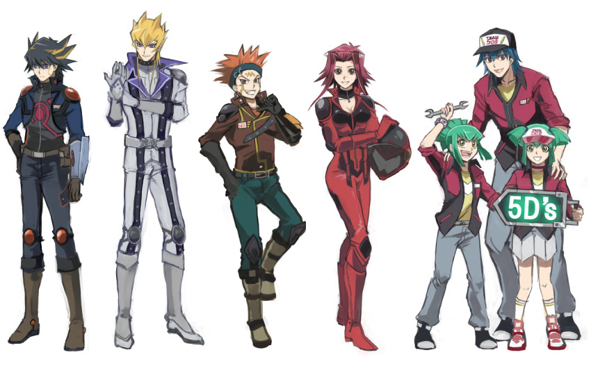 bikesuit, bruno_(yuu-gi-ou_5d's), crow_hogan, fudou_yuusei, izayoi_aki, jack_atlas, lua, luca, yuu-gi-ou_5d's