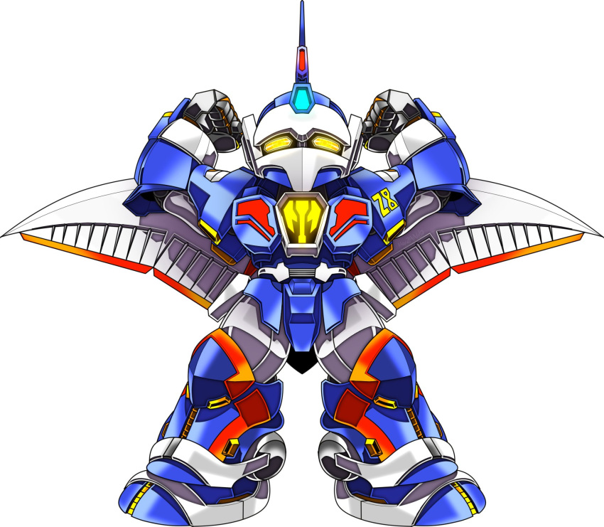 chibi, clenched_hands, commission, glowing, glowing_eyes, heyzan, highres, mecha