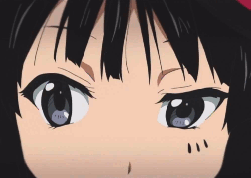 akiyama_mio, black_hair, don't_say_lazy, eyes, gif, grey_eyes, k-on!, looking_back, shifty_eyes, solo