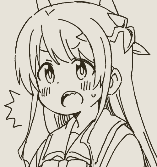 1girl, ^^^, blush, commentary_request, fantasy_bishoujo_juniku_ojisan_to, genderswap, genderswap_(mtf), grey_background