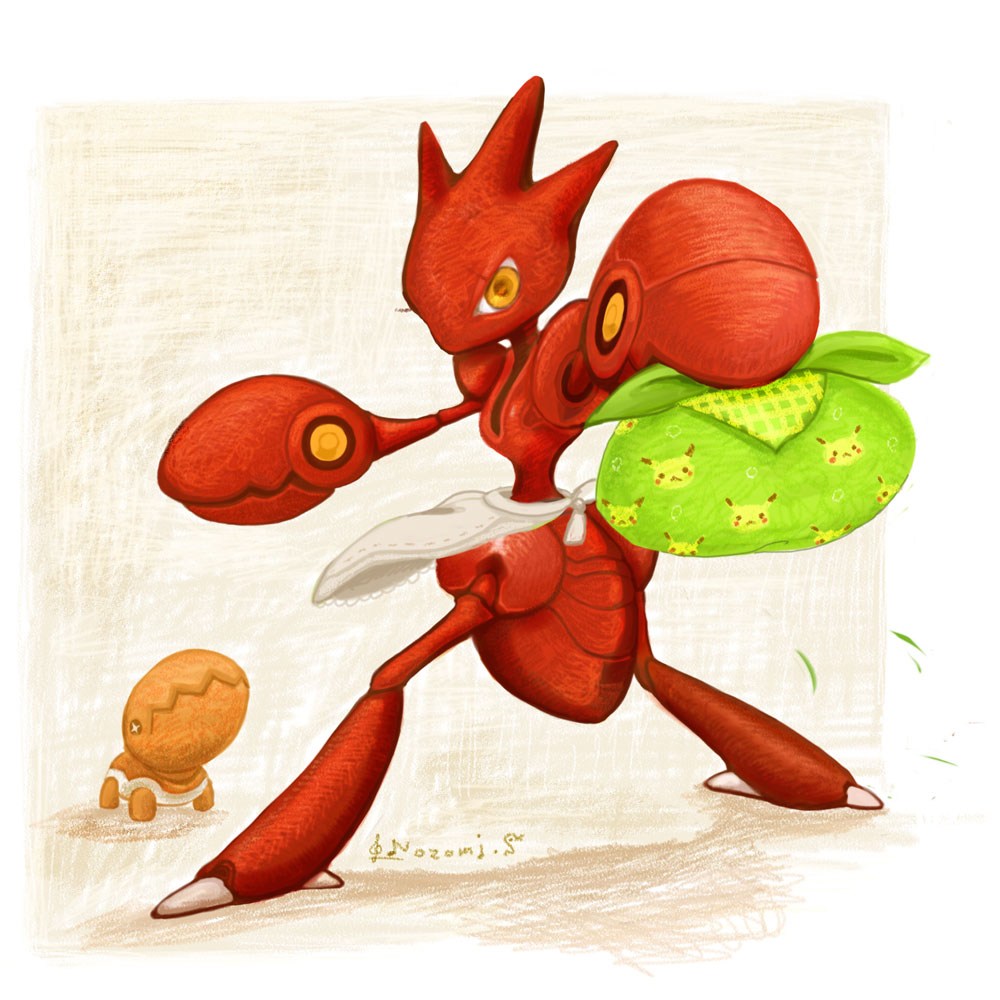 f-nezumi, lunchbox, no_humans, pikachu, pokemon, scizor, shibuya_nozomi, trapinch