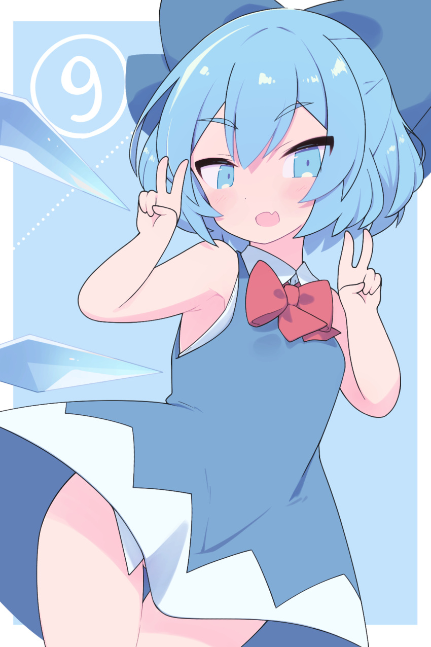 (9), 1girl, bangs, blue_background, blue_bow, blue_dress, blue_eyes, blue_hair
