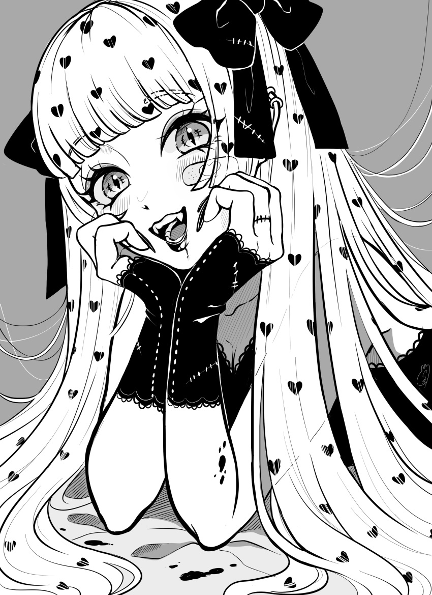 1girl, absurdres, bandaid, bandaid_on_cheek, bangs, blood, blunt_bangs, blush