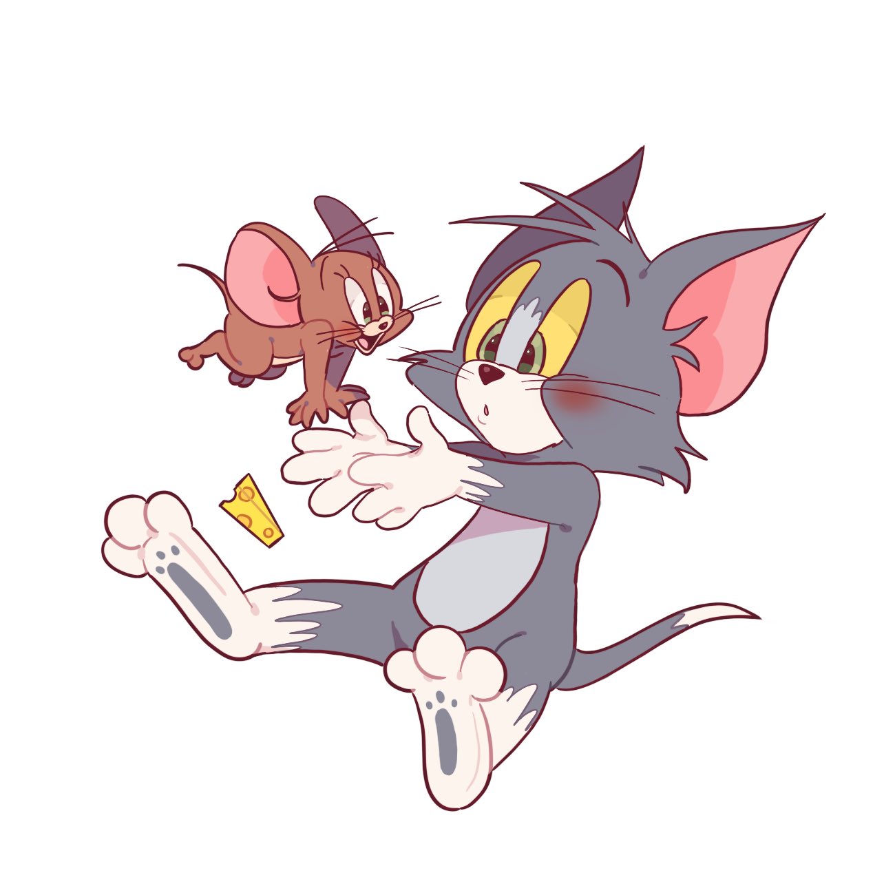 2boys, animal_ears, black_eyes, blue_fur, blush, brown_fur, cat_ears, cat_tail