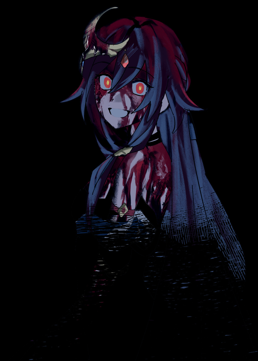 1girl, absurdres, bangs, black_background, blood, blood_in_hair, blood_on_face, chinese_clothes
