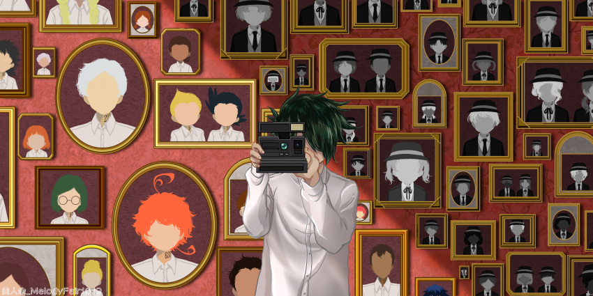 absurdres, ahoge, alicia_(yakusoku_no_neverland), anna_(yakusoku_no_neverland), black_hair, blonde_hair, blue_hair, braid