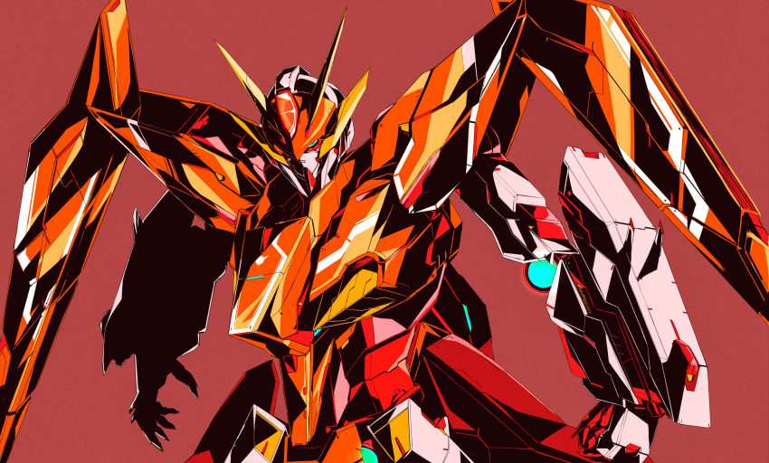 clenched_hand, green_eyes, gundam, gundam_00, gundam_arios, highres, looking_down, mecha