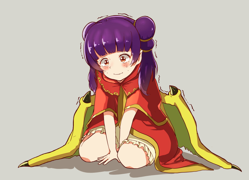 1girl, absurdres, bangs, between_legs, blunt_bangs, blush, child, cloak