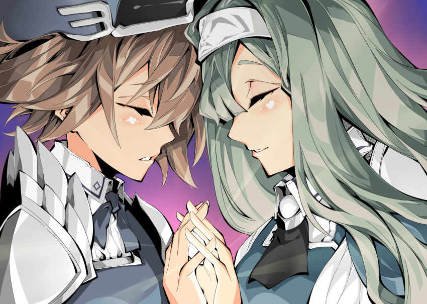 2girls, duel_monster, exorsister_elaine, exorsister_sophia, holding_hands, kakutasu_1700, long_hair, medium_hair, yuri, yuu-gi-ou