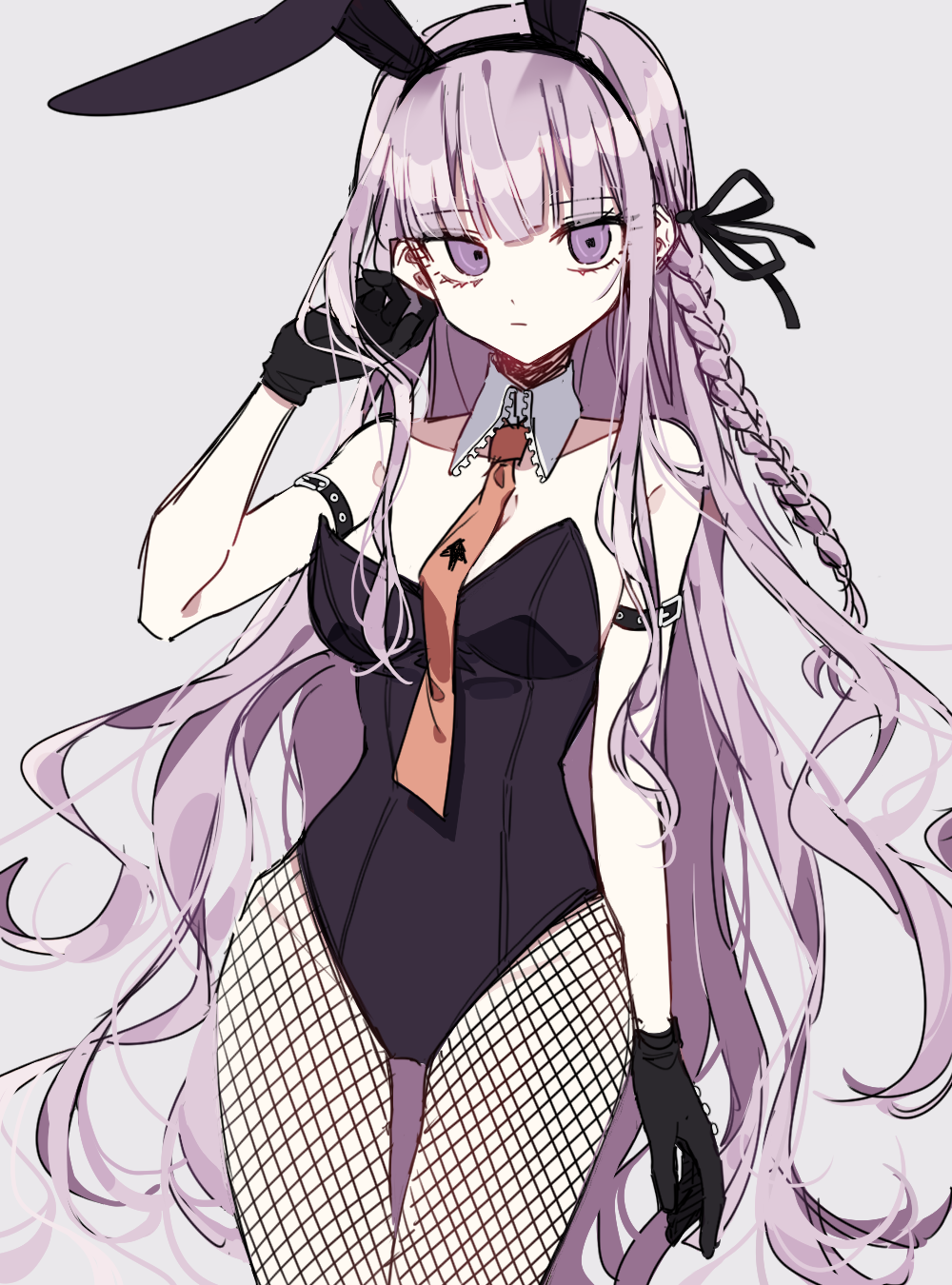 1girl, 3j_dangan, animal_ears, arm_belt, armlet, bangs, bare_shoulders, black_gloves