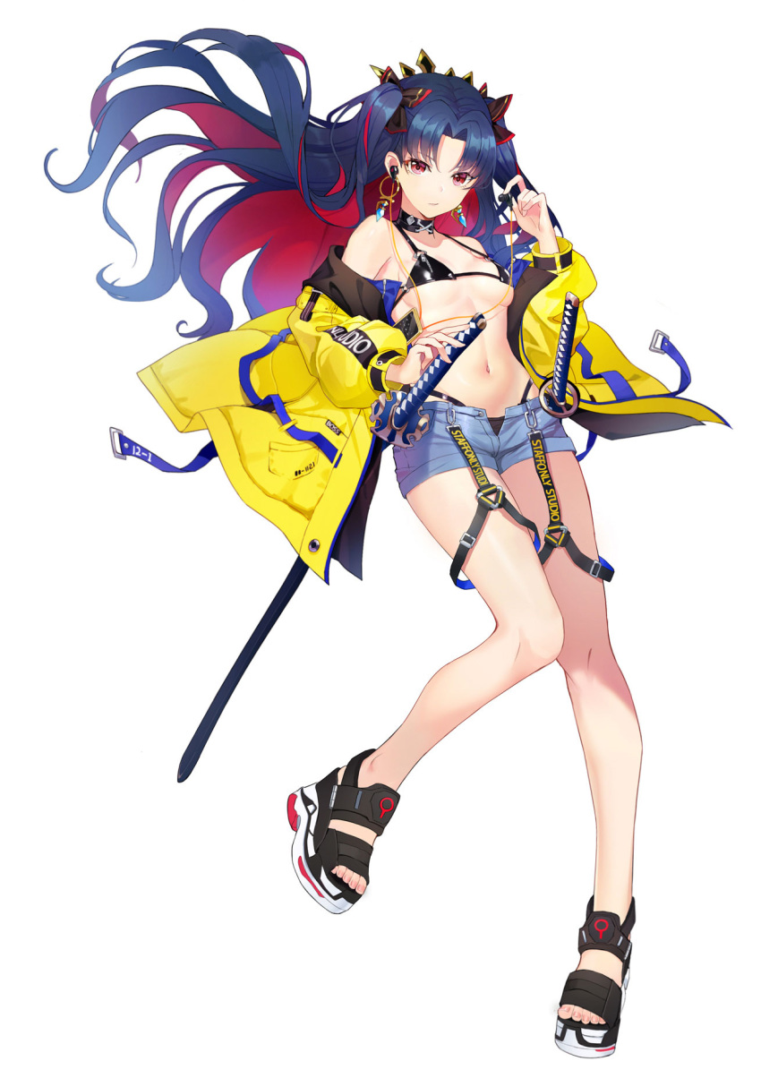 1girl, alternate_costume, bangs, bare_shoulders, bikini, black_bikini, black_bow, black_footwear