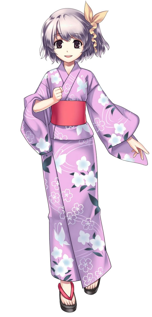 cross_edge, grey_hair, japanese_clothes, kimono, may_(cross_edge), official_art, short_hair, simple_background