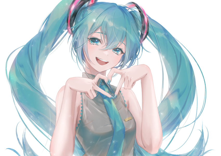 1girl, bare_arms, blue_eyes, blue_hair, blue_nails, blue_neckwear, breasts, cako_asida