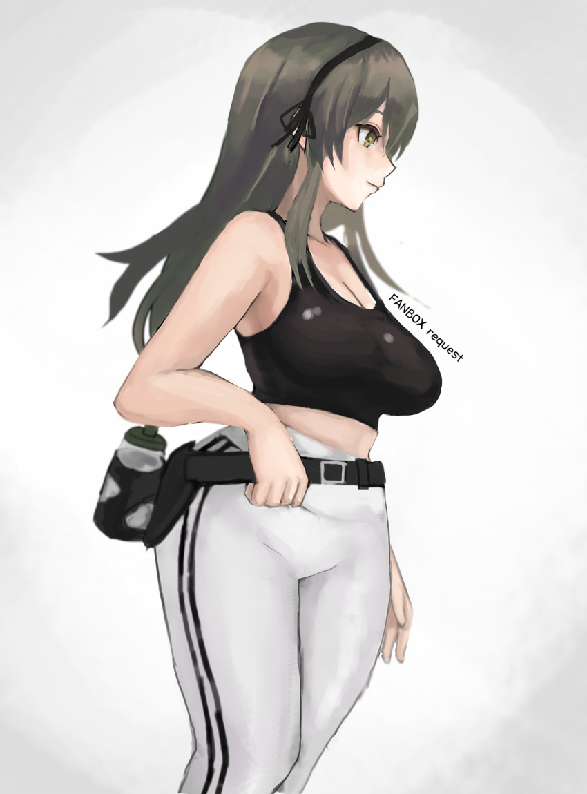 +_+, 1girl, breasts, closed_mouth, eyebrows_visible_through_hair, fanbox, girls_frontline, green_hair