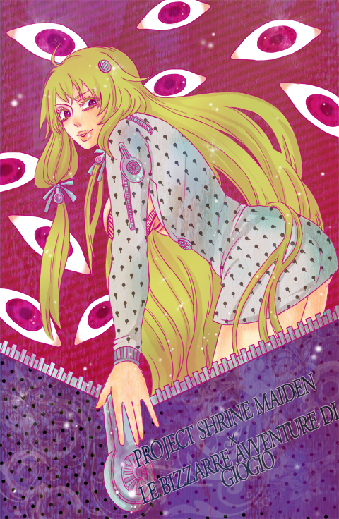 bad_id, blonde_hair, bruno_bucciarati, bruno_bucciarati_(cosplay), cosplay, eyelashes, hair_ornament, hairclip