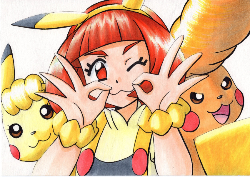 1girl, :3, bangs, blunt_bangs, closed_mouth, commentary_request, double_ok_sign, eyelashes