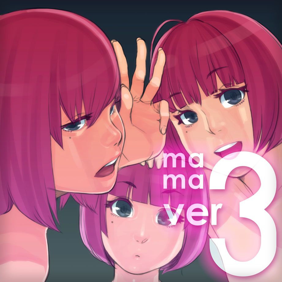 bangs, blunt_bangs, bob_cut, mama_(artist), mole, number, purple_hair, short_hair