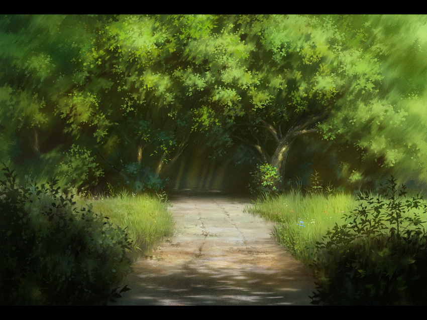 blue_flower, bush, canopy_(forest), commentary_request, day, flower, forest, grass