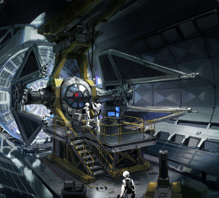 3others, backpack, bag, cable, english_commentary, galactic_empire, head_tilt, helmet